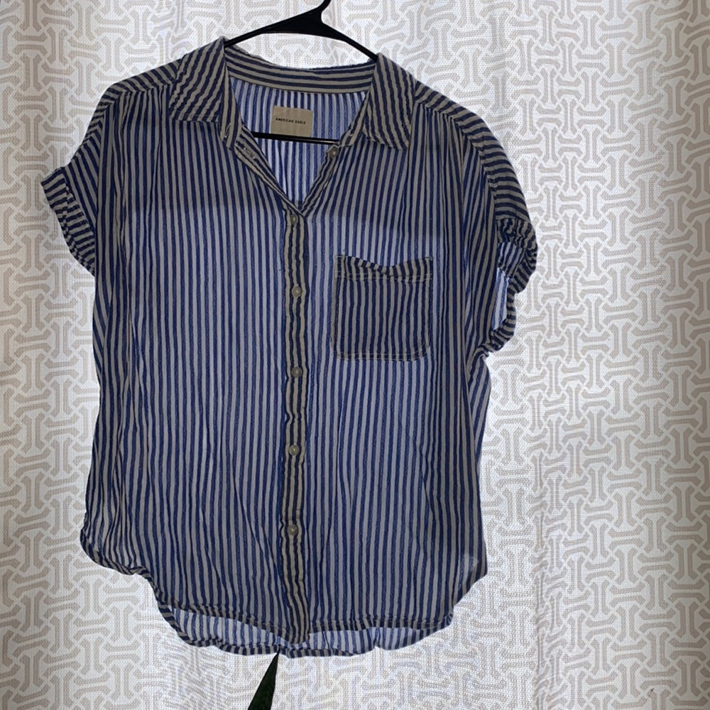 American Eagle sheer striped button down